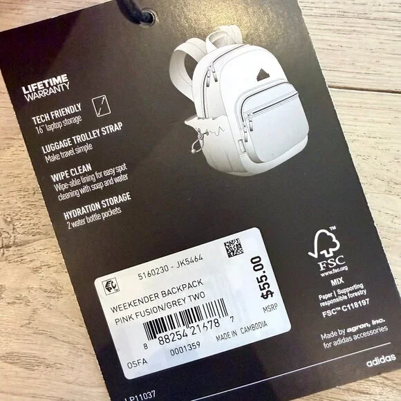 Adidas Pink Fusion Weekender Backpack - Picture 3 of 4